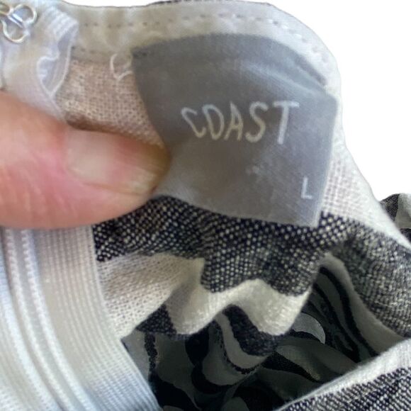 COAST Striped Linen Blend Wide-Leg Jumpsuit Navy Cream Women’s Large - Picture 7 of 8